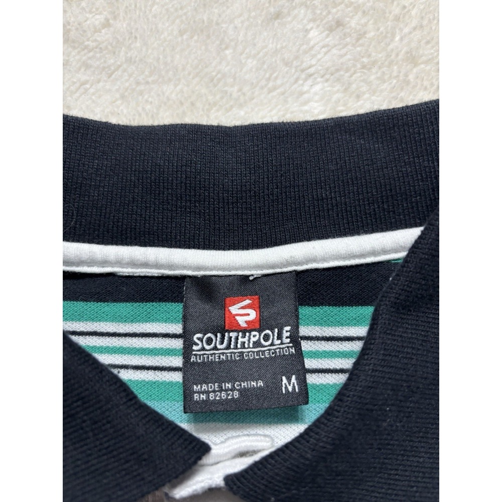 Southpole Y2K Striped Polo Shirt Size Medium - Picture 6 of 8